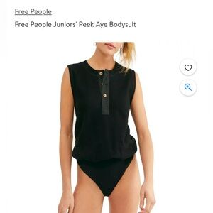 Free People Black Peek Aye Bodysuit